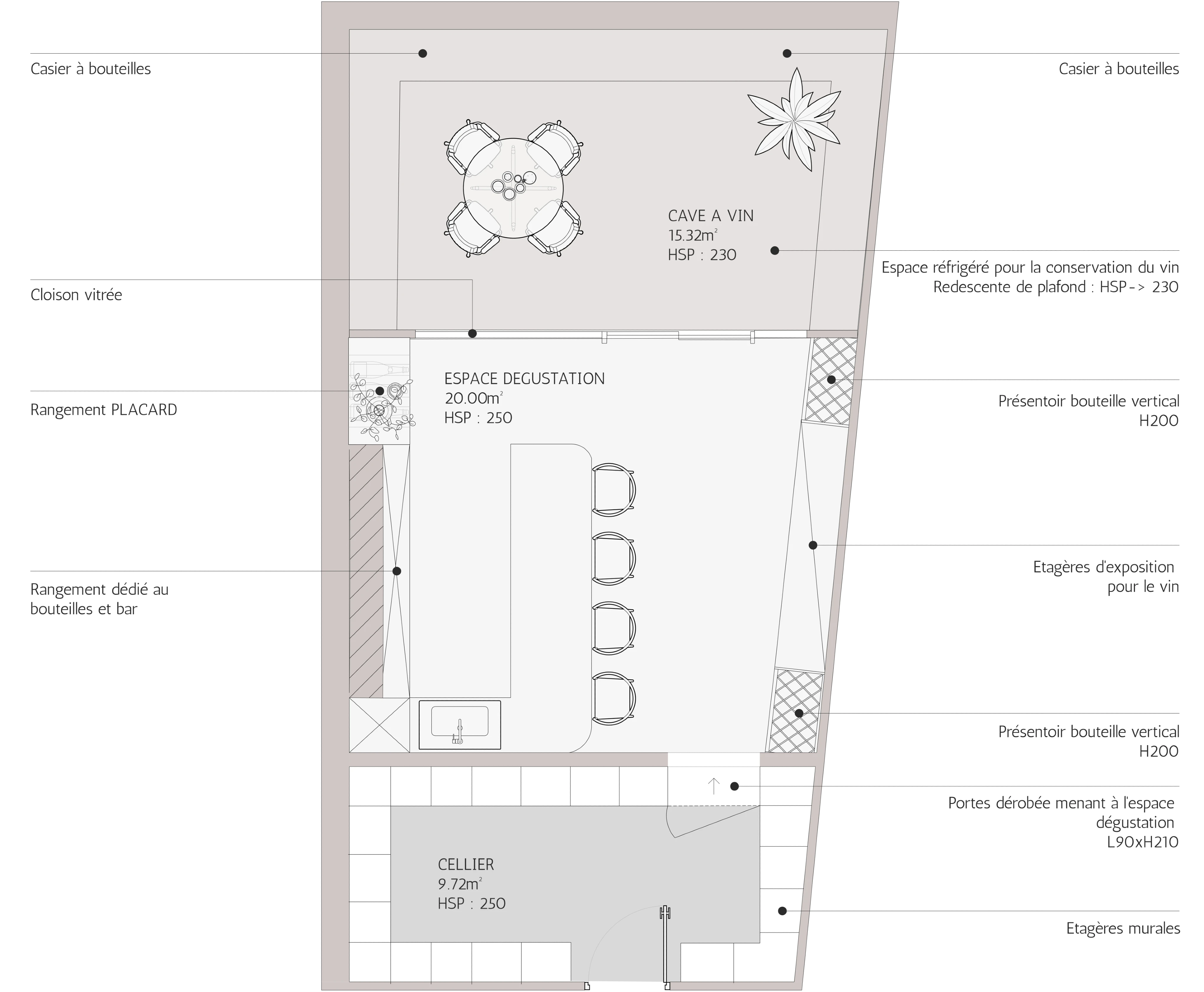Plan vu de dessus — cave à vin